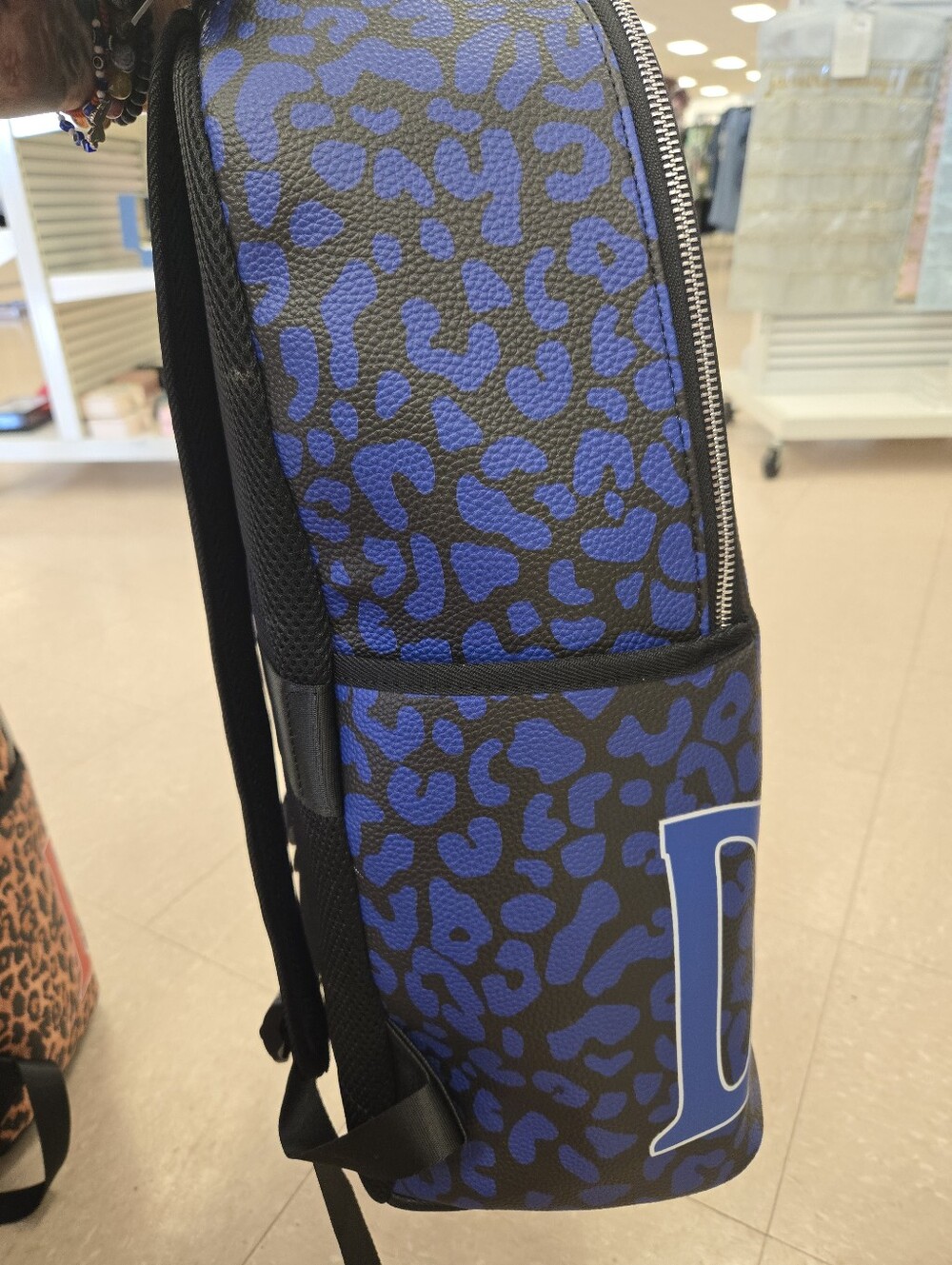 Large Size Von Dutch Blue Cheetah Leopard-Print Backpack - Picture 6 of 7